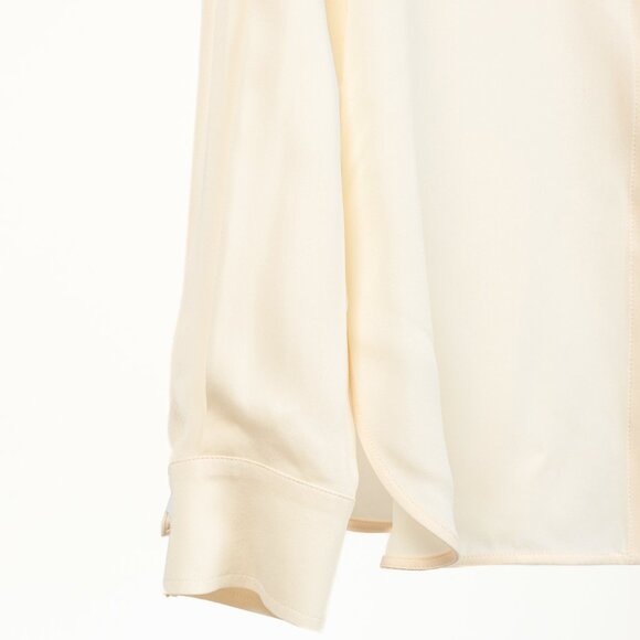 Max Mara Filmato Ivory Silk Crepe de Chine Buttoned Blouse - Picture 6 of 11